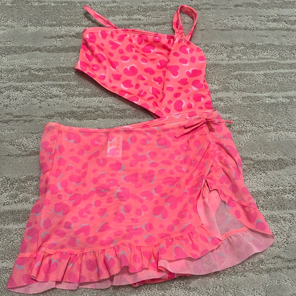 Cat and jack teen girls one piece bathing suit with cover up